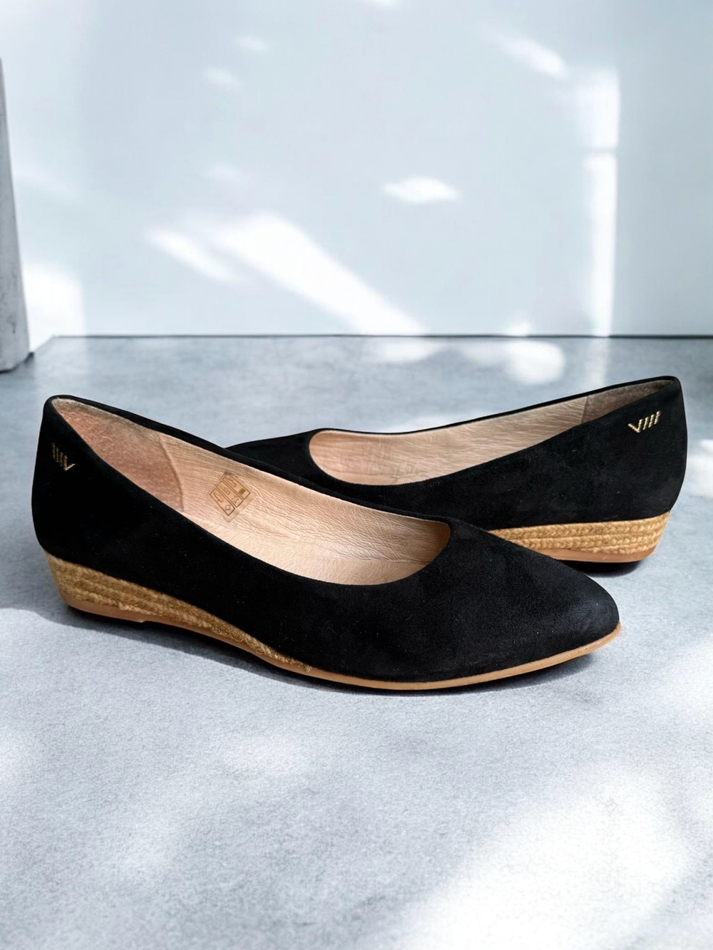 Viscata Rubina Black Suede Leather Pointed Toe Flats